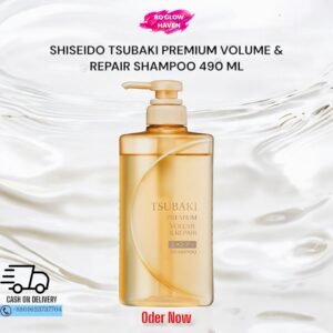 Tsubaki Premium Volume & Repair Shampoo 490ml – Japanese Shampoo for Damaged and Flat Hair with Camellia Oil