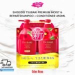 SHISEIDO TSUBAKI Premium Moist & Repair Shampoo and Conditioner Set – 450ml Each – Japanese Camellia Oil Hair Treatment