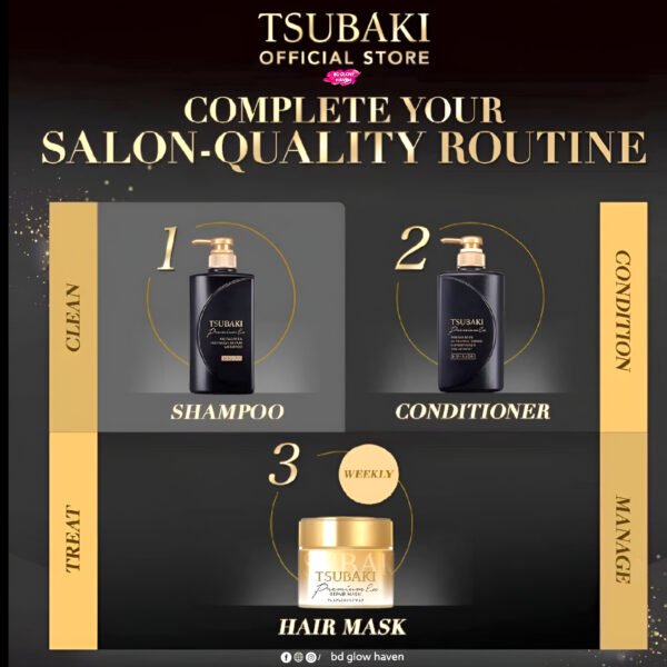 Tsubaki Premium Moist Shampoo, Conditioner, and Hair Mask Set for Salon-Quality Hair Care