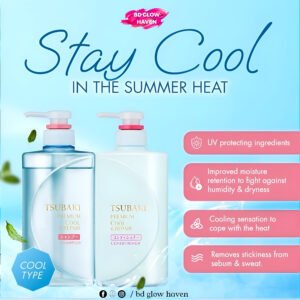 SHISEIDO TSUBAKI Premium Cool Shampoo and Conditioner – 490ml Each – Japanese Cooling Hair Care Set