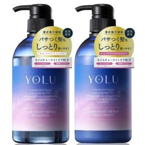 YOLU Calm Night Repair Moisture Shampoo and Treatment Set – Japanese Overnight Haircare for Dry Hair