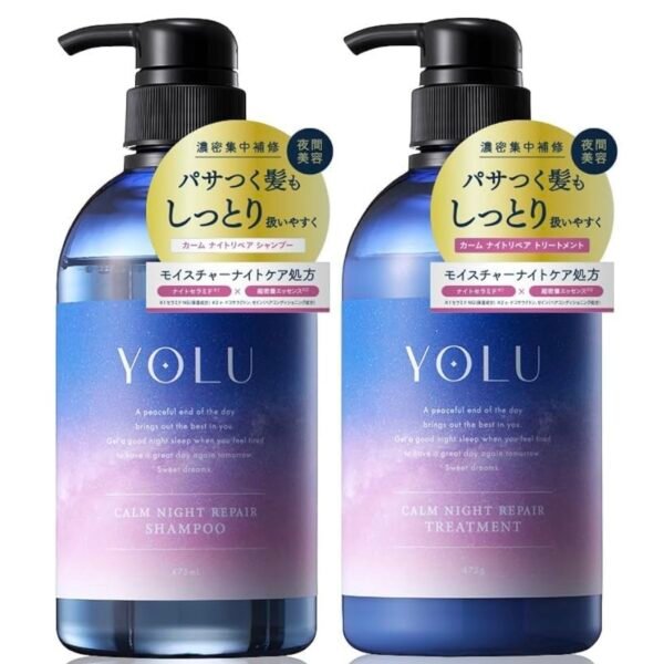 YOLU Calm Night Repair Moisture Shampoo and Treatment Set – Japanese Overnight Haircare for Dry Hair