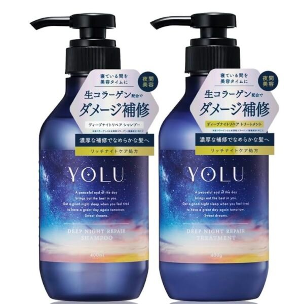 YOLU Deep Night Repair Shampoo and Treatment Set – Japanese Collagen Haircare for Damaged Hair
