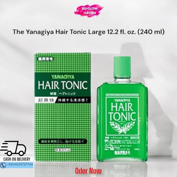Yanagiya Hair Tonic Medicated 240ml green bottle with box – Japanese herbal hair growth product