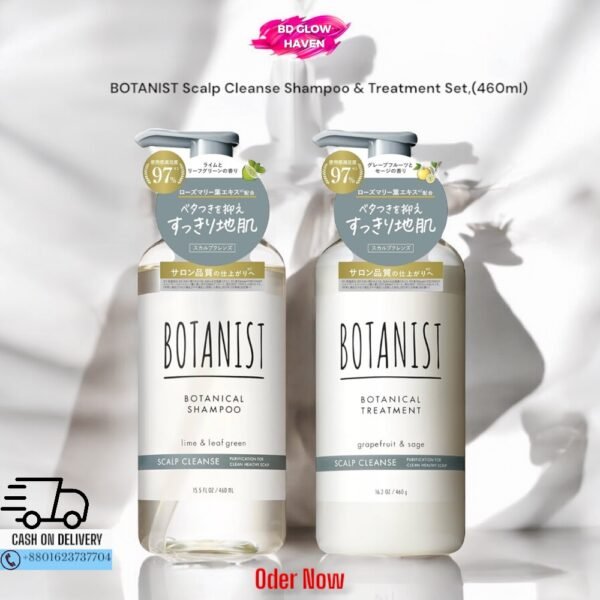 BOTANIST Scalp Cleanse Shampoo and Treatment Set – 460ml – Japanese Botanical Haircare for Oily Scalp
